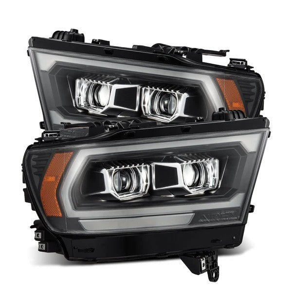 Alpharex Dodge Ram 1500 (2019–2024) PRO-Series headlights Alpha-Black Housing / Clear Lens (MK II 2500 Style) excludes Classic, Limited Longhorn, Limited (ARX880574)
