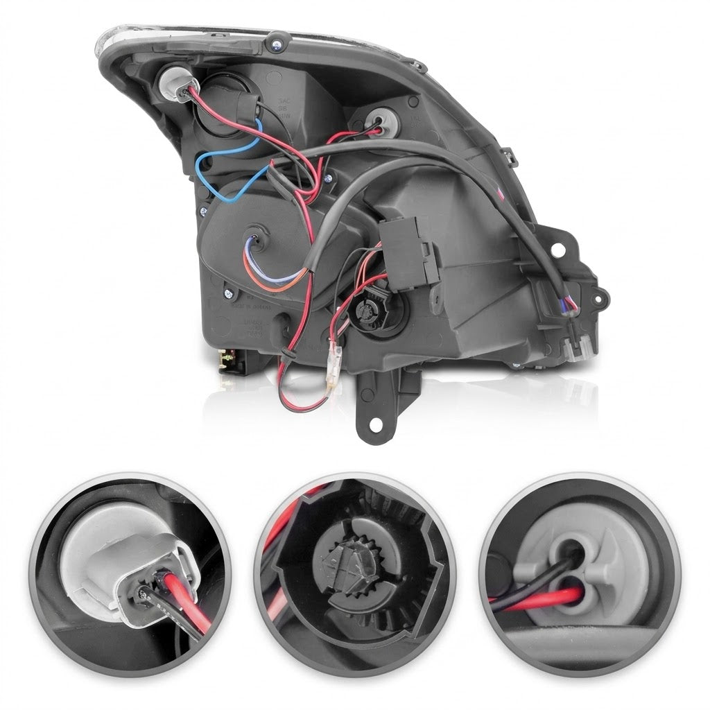 Anzo USA Black Housing Projector Headlights w/ Dual LED Halos & Crystal Clear Lens for Cadillac Escalade (2007) ANZ121276