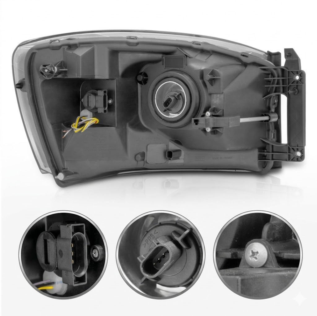 Anzo USA Chrome Housing Crystal C-Bar LED Headlights with Amber Reflector for Dodge Ram 1500 / 2500 / 3500 (2006-2008) — Pair | ANZ111525