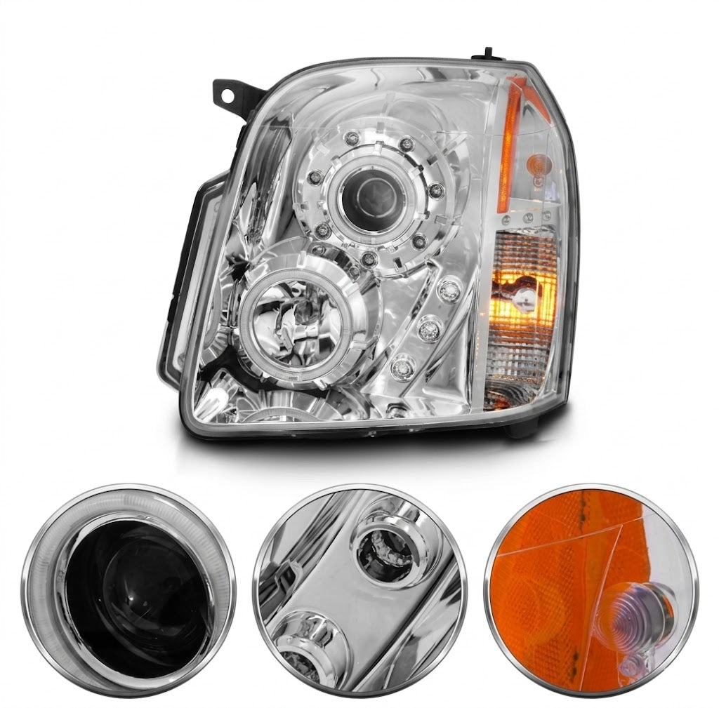 Anzo USA Chrome Housing Projector Headlights w/ SMD LED Halo for GMC Yukon, XL & Denali (2007-2014) — Pair | ANZ111147