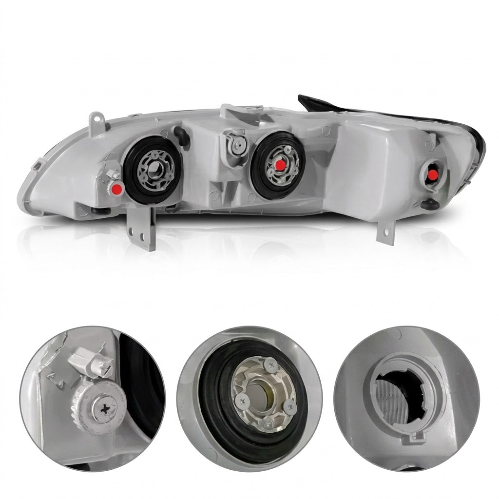 Anzo USA Black Housing Crystal Headlights Clear Lens for Honda Accord (1998-2002) ANZ121052