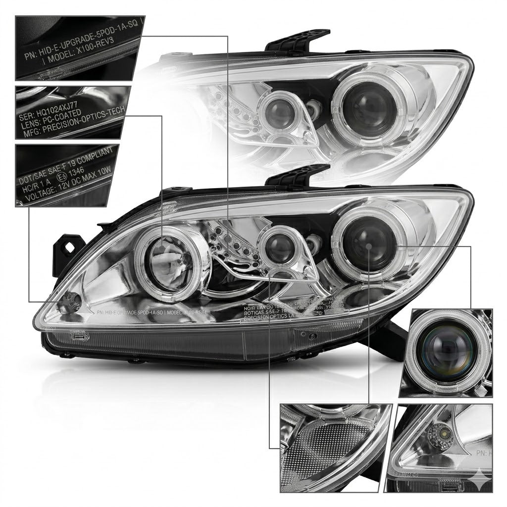 Anzo USA Black Projector Headlights w/ LED SMD Halo for Scion tC (2005-2010) — Pair | ANZ121119