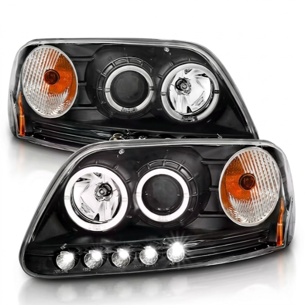 Anzo USA Black Crystal Headlights for Ford F-150 (1997-2003) & Expedition (1997-2002) — Pair | ANZ111031