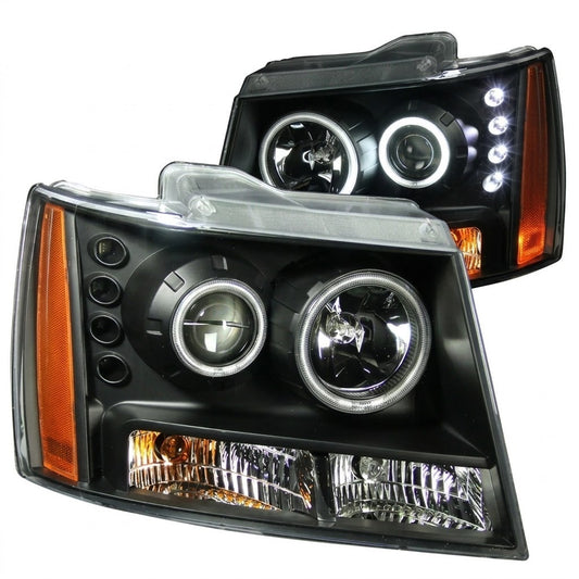 Anzo USA Black Housing Projector Headlights SMD LED Halo for Chevrolet Tahoe Suburban 2007-2014 - ANZ111109