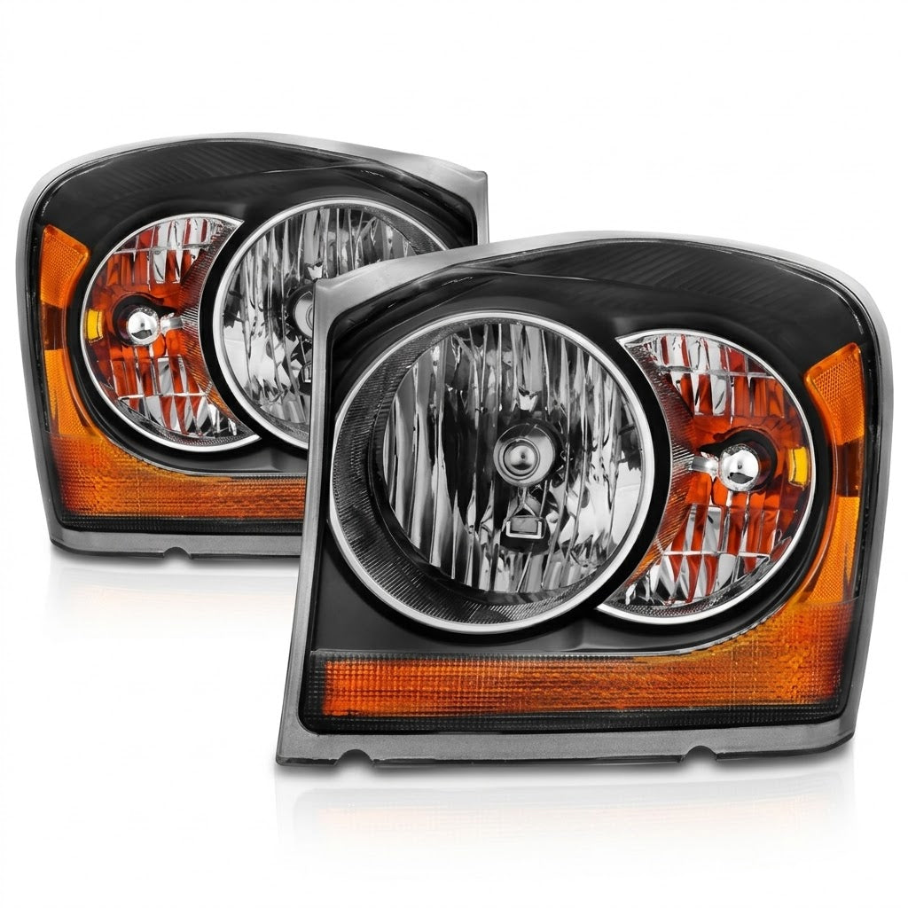 Anzo USA Black Housing Crystal Headlights with Clear Lens for Dodge Durango (2004-2006) — Pair | ANZ111110