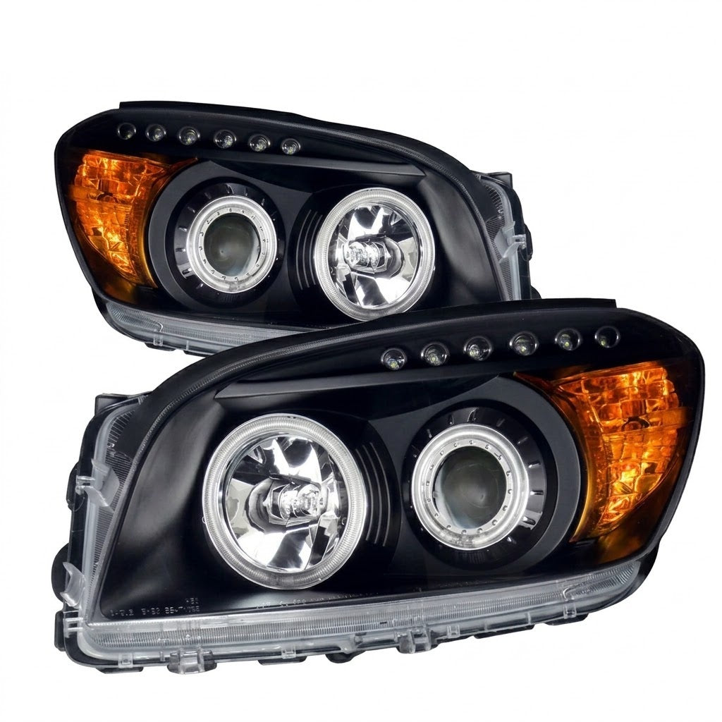 Anzo USA Black Projector Headlights w/ CCFL Halo for Toyota RAV4 (2006-2008) — Pair | ANZ111120