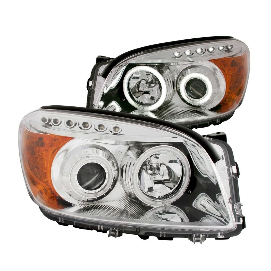 Anzo USA Chrome Projector Headlights w/ CCFL Halo for Toyota RAV4 (2006-2008) — Pair | ANZ111121