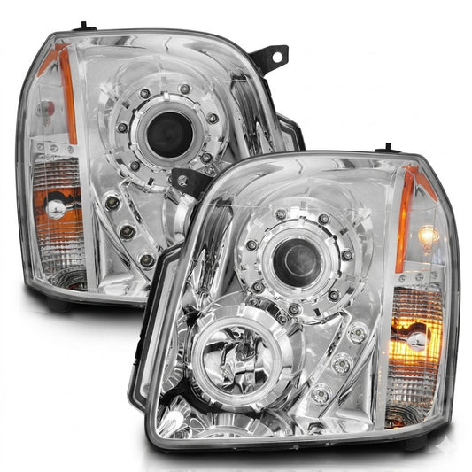 Anzo USA Chrome Housing Projector Headlights w/ SMD LED Halo for GMC Yukon, XL & Denali (2007-2014) — Pair | ANZ111147
