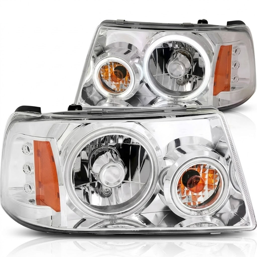 Anzo USA Crystal Chrome Housing SMD LED Halo Headlight for Ford Ranger 2001-2011 (1-Piece) - ANZ111151