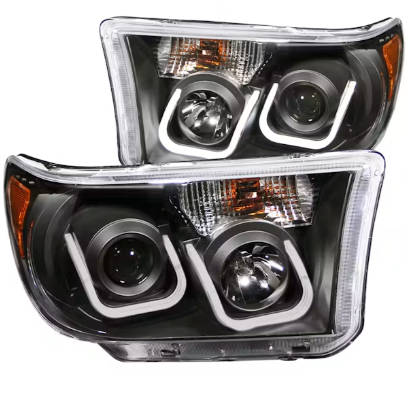 Anzo USA Black Housing U-Bar Halogen Projector Headlights for Toyota Tundra (2007-2013) & Sequoia (2008-2015) ANZ111294