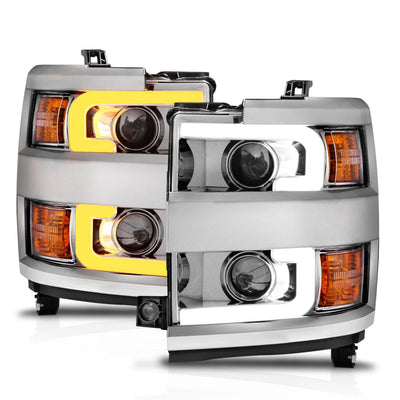 Anzo USA Chevy Silverado 2500HD/3500HD (2015-2019) Projector Headlights w/ Switchback Chrome (Chrome Trim) / Clear Lens (ANZ111366)