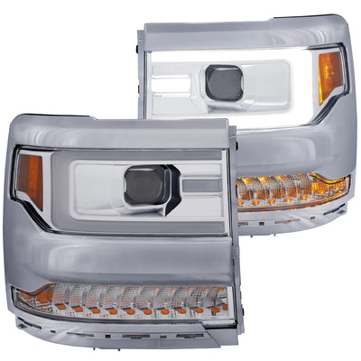 Anzo USA Chevy Silverado 1500 (2016-2018) - Projector Headlights - Plank Style, Chrome Housing / Clear Lens (HID Type) (ANZ111374)