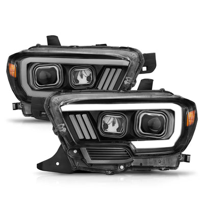 Anzo USA Toyota Tacoma (2016-2023) Full Led Projector Headlights Black W/ Initiation & Sequential (for Halogen Version With Led Drl) (ANZ111377)
