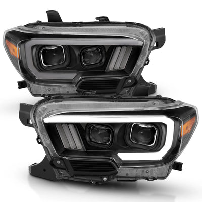 Anzo USA Toyota Tacoma (2016-2023) Full Led Projector Headlights Black W/ Initiation & Sequential (for Halogen Version With Led Drl) (ANZ111379)