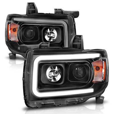 Anzo USA GMC Canyon (2015-2022) Projector Headlights Black Housing Clear Lens w/ Plank Style Design (ANZ111381)