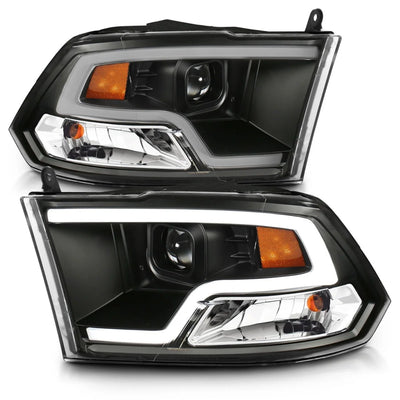 Anzo USA Dodge Ram 1500 (2009-2018) / Ram 2500/3500 (2010-2018) Anzo USA Projector Plank Style Headlights - Black Housing / Clear Lens w/ Halo (ANZ111516)
