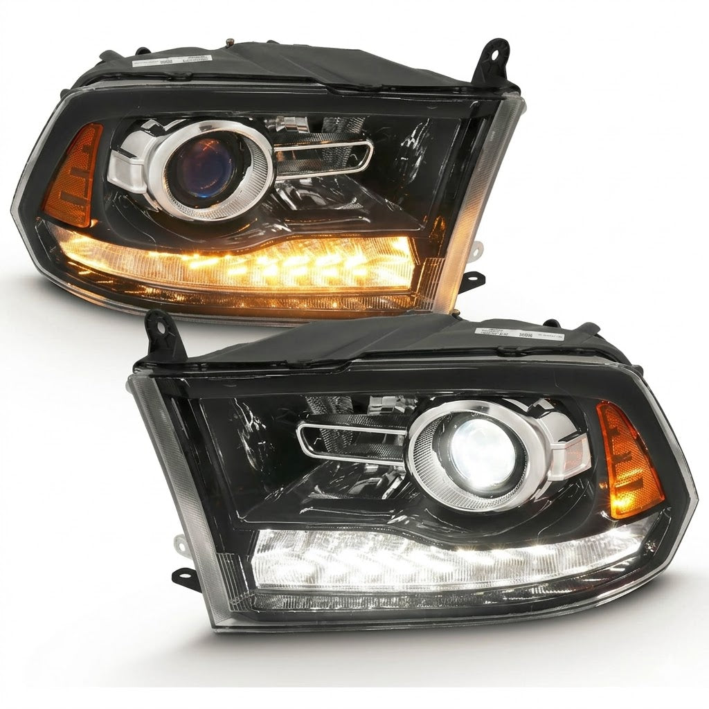Anzo USA Gloss Black Housing Projector Plank Style Switchback LED Headlights w/ Halo for Dodge Ram — Pair |  ANZ111439