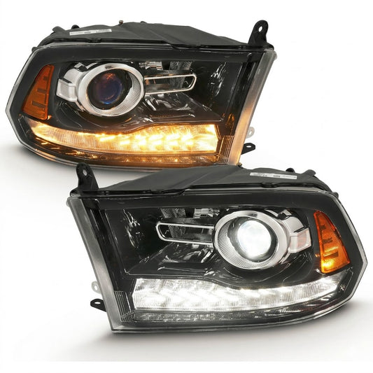 Anzo USA Gloss Black Housing Projector Plank Style Switchback LED Headlights w/ Halo for Dodge Ram — Pair |  ANZ111439