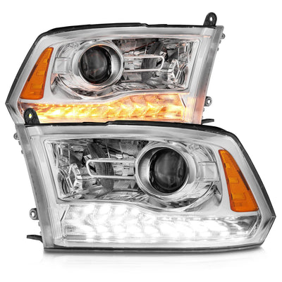 Anzo USA Dodge Ram 1500 (2009-2018) / 2500/3500 (2009-2018) Anzo USA Projector Plank Style Switchback Headlights Chrome (OE Style) (ANZ111440)