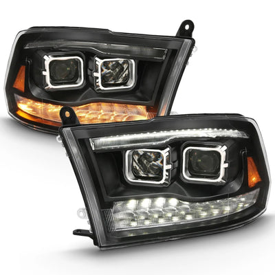 Anzo USA Dodge Ram 1500 (2009-2018) / Ram 2500/3500 (2009-2018) Anzo USA Dual Projector Switchback Headlights Black (ANZ111441)