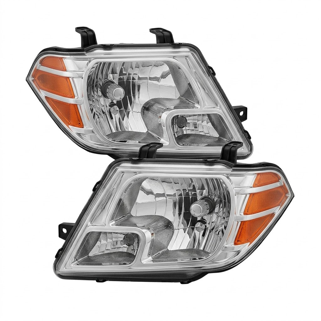 Anzo USA Chrome Housing Crystal Headlights w/ Amber Reflector for Nissan Frontier (2005-2008) & Pathfinder (2005-2008) ANZ111463