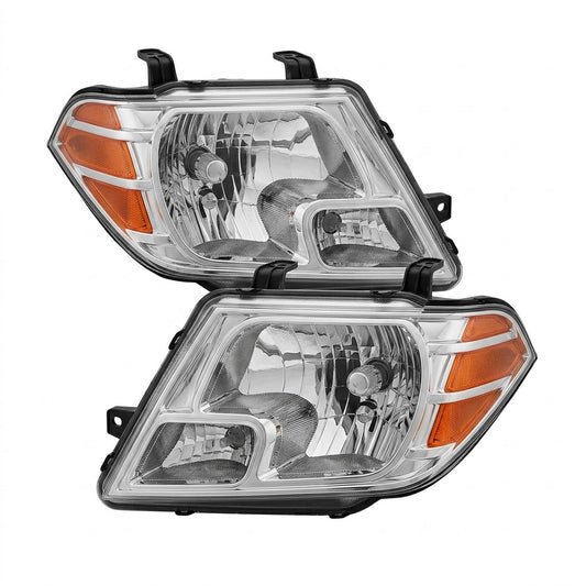 Anzo USA Chrome Housing Crystal Headlights w/ Amber Reflector for Nissan Frontier (2005-2008) & Pathfinder (2005-2008) ANZ111463