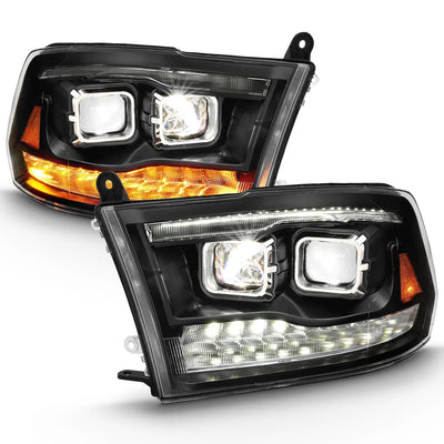 Anzo USA Dodge Ram 1500 (2009-2018) / Ram 2500/3500 (2009-2018) Dual LED Projector Switchback Headlights Black (ANZ111464)