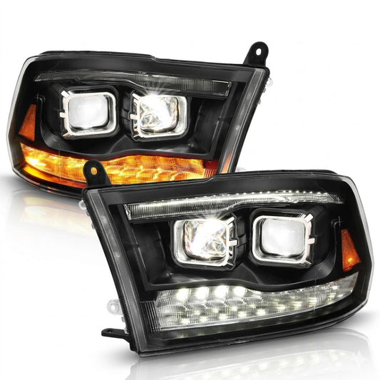 Anzo USA Matte Black Housing Projector Plank Style Switchback LED Headlights w/ Halo for Dodge Ram 1500 (2009-2018) & 2500/3500 (2010-2018) — Pair |  ANZ111489
