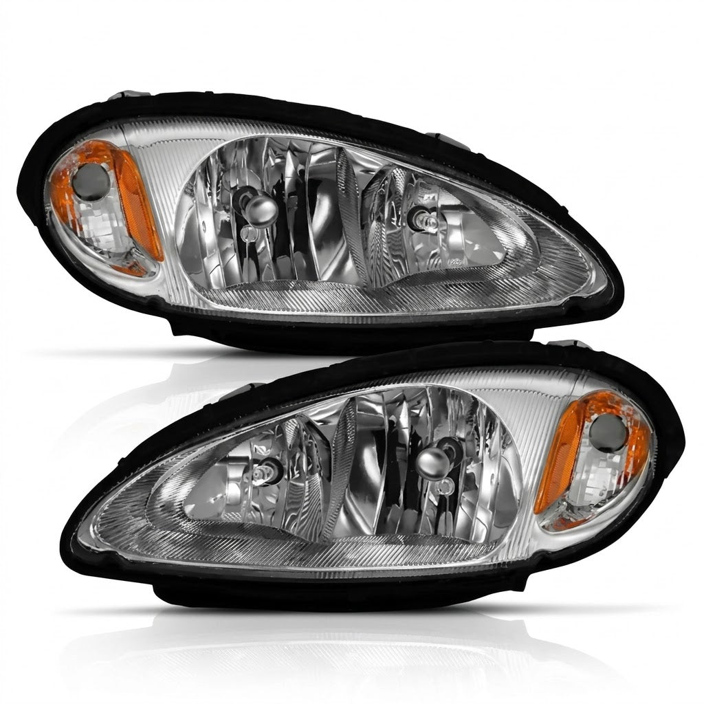 Anzo USA Chrome Crystal OE Style Replacement Headlights w/ Amber Turn Signal for Chrysler PT Cruiser (2001-2005) — Pair | ANZ111472