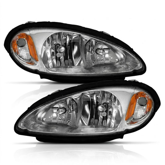 Anzo USA Chrome Crystal OE Style Replacement Headlights w/ Amber Turn Signal for Chrysler PT Cruiser (2001-2005) — Pair | ANZ111472