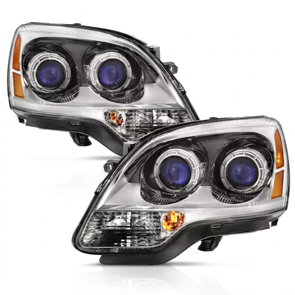 Anzo USA Chrome Crystal OE Style Replacement Headlights w/ LED Side Marker for GMC Acadia (2007-2012) — Pair | ANZ111476