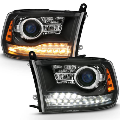 Anzo USA Dodge Ram 1500 (2009-2018) / Ram 2500/3500 (2009-2018) Projector Switchback Headlights Matte Black (ANZ111489)