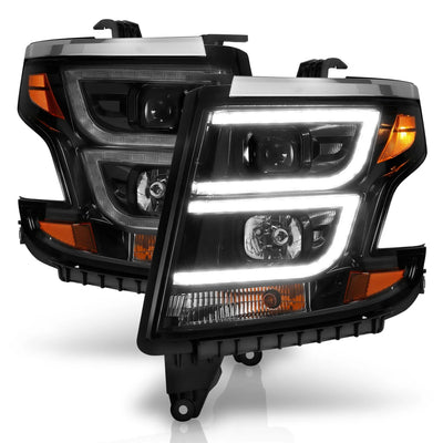 Anzo USA Chevy Tahoe / Suburban (2015-2020) Projector C Bar Headlights w/ DRL - Black Housing / Clear Lens (ANZ111492)