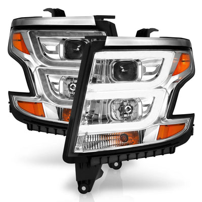 Anzo USA Chevy Tahoe / Suburban (2015-2020) Projector C Bar Headlights w/ DRL - Chrome Housing / Clear Lens (ANZ111493)
