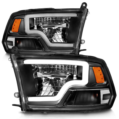 Anzo USA Dodge Ram 1500 (2009-2018) / Ram 2500/3500 (2009-2018) Full LED Crystal C Bar Headlights Black (For Non-Projector Models) (ANZ111539)