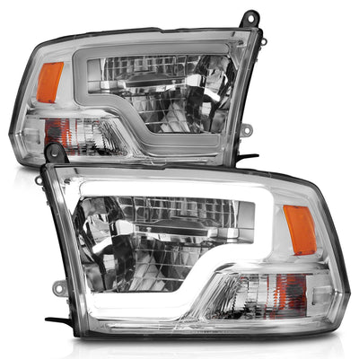 Anzo USA Dodge Ram 1500 (2009-2018) / Ram 2500/3500 (2009-2018) Full LED Crystal C Bar Headlights Chrome (For Non-Projector Models) (ANZ111540)