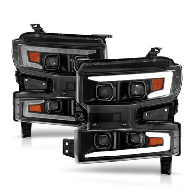 Anzo USA Chevy Silverado 1500 (2019-2022) Anzo USA Full LED Projector Plank Style Headlights - Black Housing / Clear Lens  (ANZ111566)