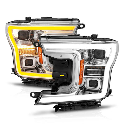 Anzo USA Ford F-150 (2018-2020) Full LED Projector Plank Style Headlights Black w/ Initiation & Sequential (For Factory Halogen Models Only)) (ANZ111571)