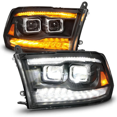 Anzo USA Dodge Ram 1500 (2009-2018) / Ram 2500/3500 (2009-2018) Full LED Projector Plank Style Black Headlights w/ Initiation & Sequential (For All Models) (ANZ111595)