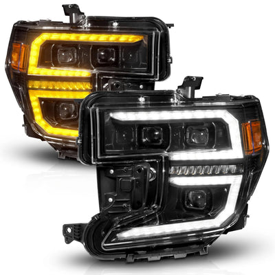Anzo USA GMC Sierra 1500 (2019-2021) Headlights Black Housing / Clear Lens Full LED (High Beam: LED / Low Beam: LED) (ANZ111600)