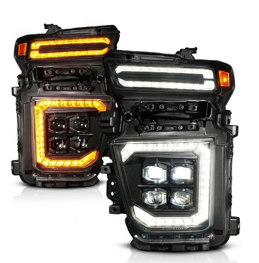 Chevrolet Black Quad-Projector Plank LED Headlights for Chevy Silverado HD 2020-2024 - ANZ111619X