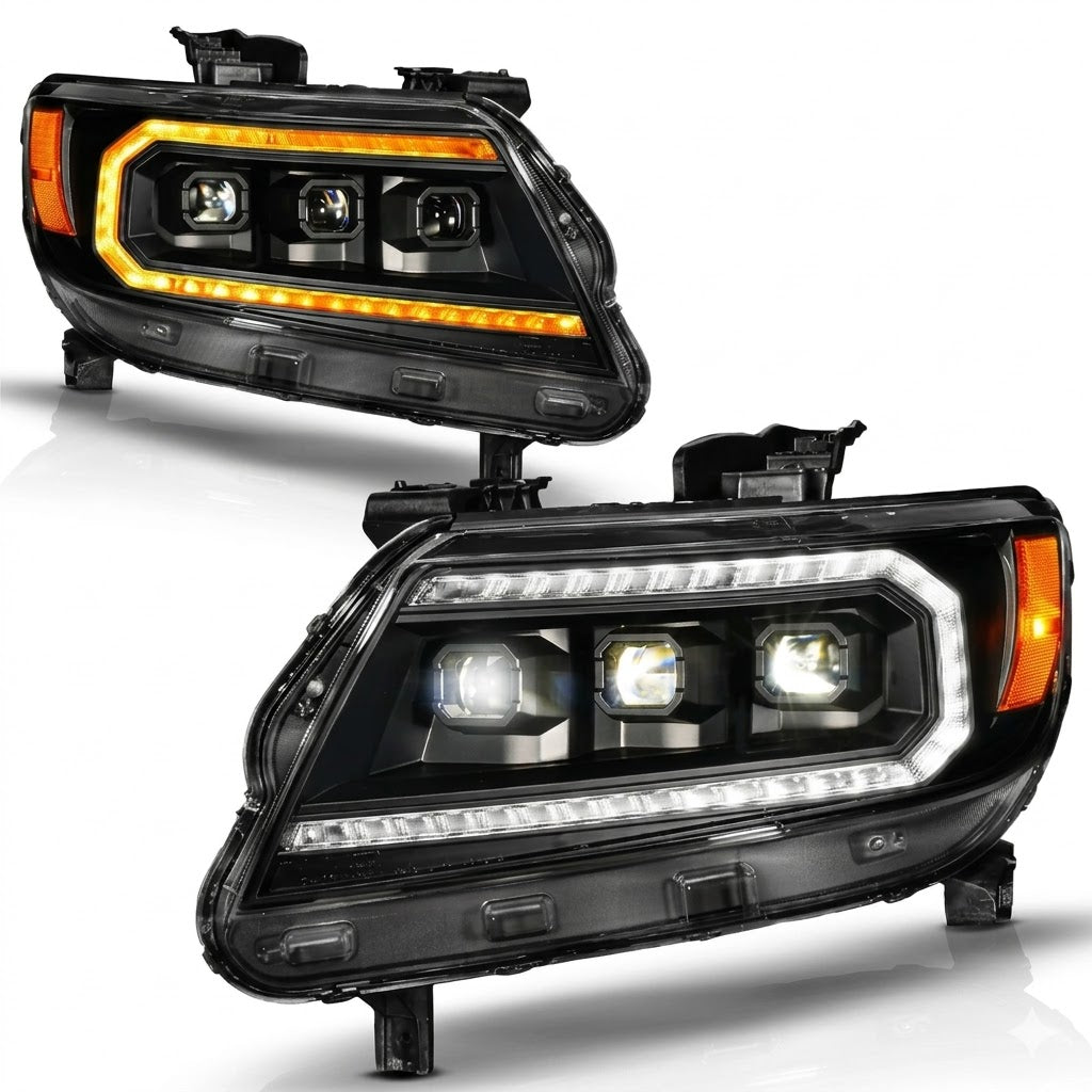 Anzo USA Black Full LED Projector Headlights w/ Sequential Bar & Activation Sequence for Chevrolet Colorado (2015-2022) — Pair | ANZ111634