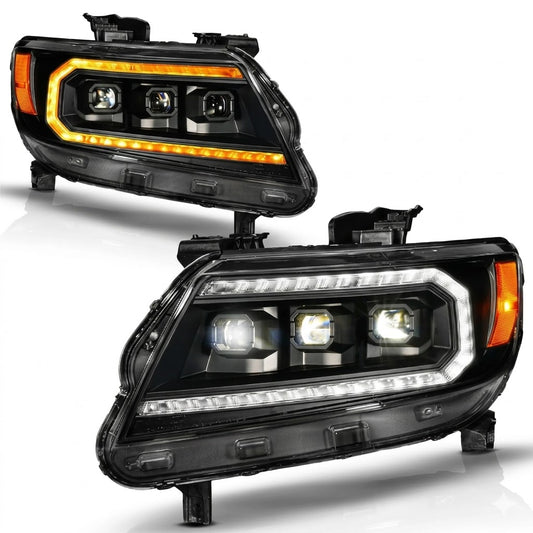 Anzo USA Black Full LED Projector Headlights w/ Sequential Bar & Activation Sequence for Chevrolet Colorado (2015-2022) — Pair | ANZ111634