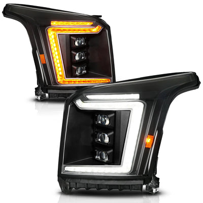 Anzo USA GMC Yukon & Yukon XL (2015-2020) Black Housing Headlights / Clear Lens Full LED (High Beam: LED / Low Beam: LED) (ANZ111635X)