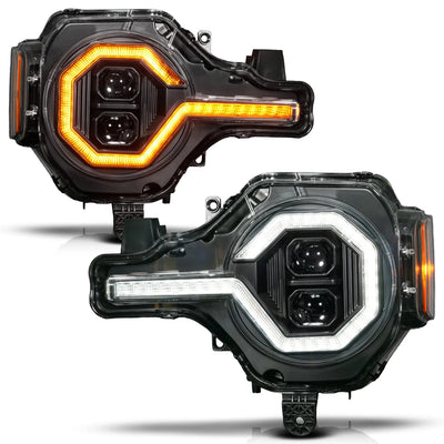 Anzo USA Ford Bronco (2021-2026) Z-Series Full LED Projector Headlights Black w/ DRL Switch, Initiation & Sequential (ANZ111639X)