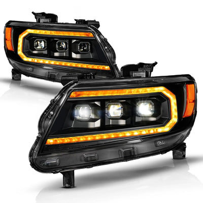 Anzo USA Chevy Colorado (2015-2022) - Black Full LED Projector Headlights w/ Amber Light Initiation, Sequential Signal & DRL (ANZ111641)