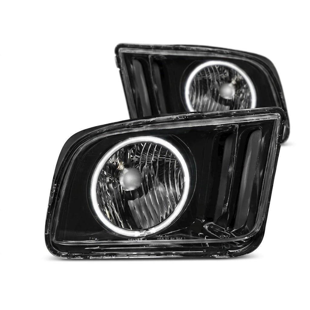 Anzo USA Black Crystal Headlights w/ CCFL Halo for Ford Mustang (2005-2009) — Pair | ANZ121033