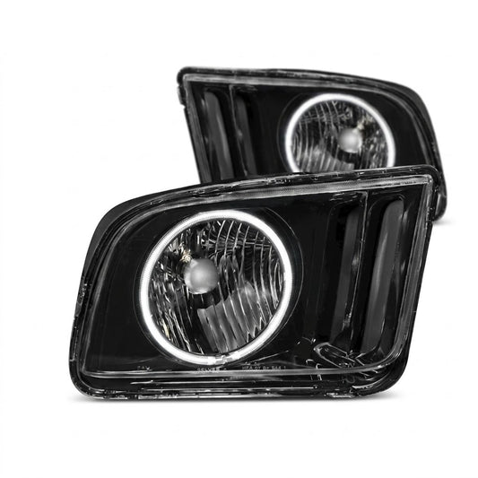 Anzo USA Black Crystal Headlights w/ CCFL Halo for Ford Mustang (2005-2009) — Pair | ANZ121033