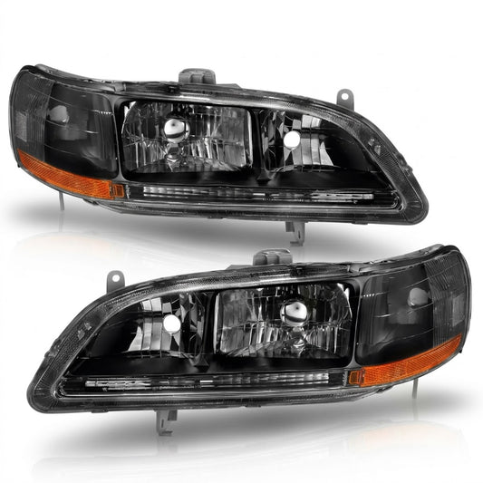 Anzo USA Black Housing Crystal Headlights Clear Lens for Honda Accord (1998-2002) ANZ121052