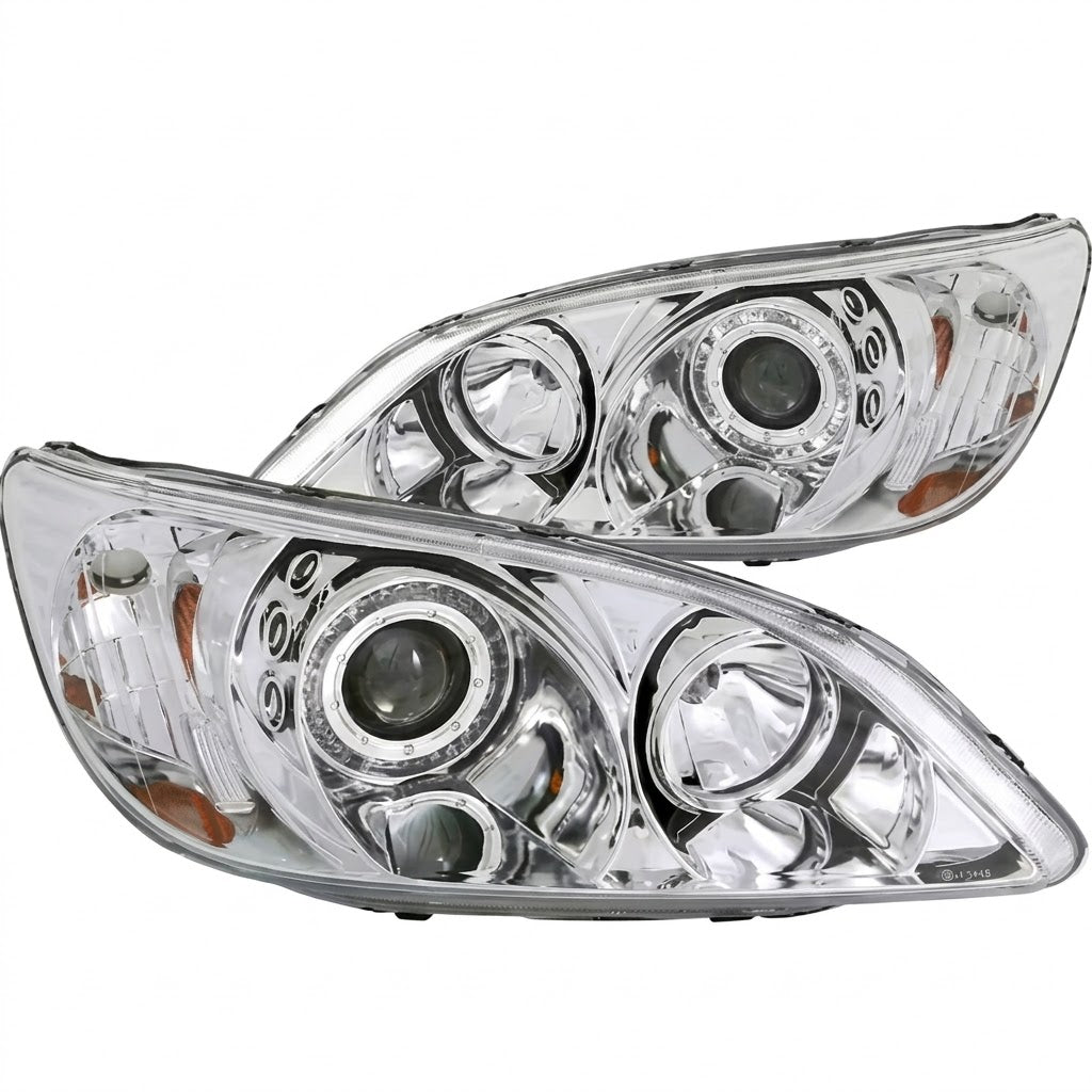 Anzo USA Chrome Housing Projector Headlights w/ CCFL Halo & Clear Lens for Honda Civic Coupe/Sedan (2004-2005) ANZ121060